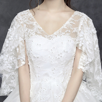 White v neck lace long prom gown evening gown - Thumbnail 3