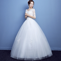 White lace long A line prom dress formal dress - Thumbnail 1