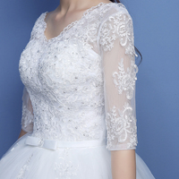 White lace long A line prom dress formal dress - Thumbnail 3