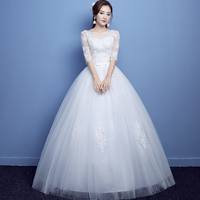 White lace long A line prom dress formal dress - Thumbnail 5