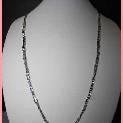 Long silver bling necklace w/earrings
