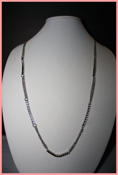 Long silver bling necklace w/earrings