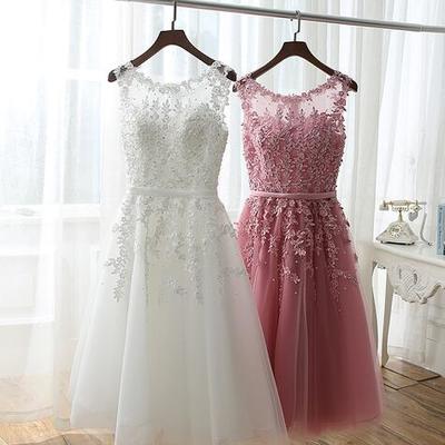 A-line round neck short prom dresses - Thumbnail 2