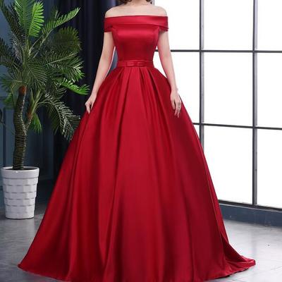 A line satin long prom dress,evening dress - Thumbnail 3