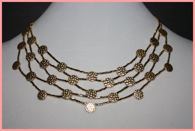 Gold hammered disc necklace & earrings