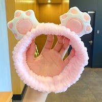 New sweet cartoon cat paw hair band cute face wash makeup headband - Thumbnail 7
