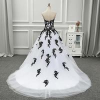 Elegant Mermaid Wedding Dresses with Black lace Appliqued Sweetheart Bridal Gowns  - Thumbnail 1