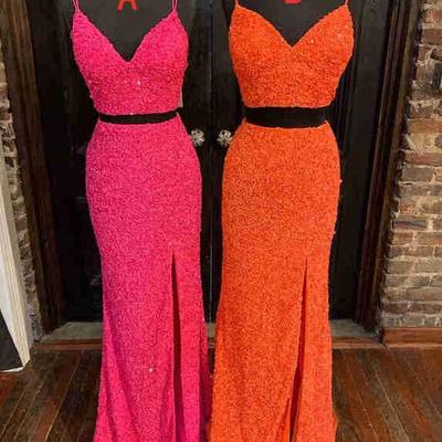 Sexy two piece sequined prom dress - Thumbnail 4