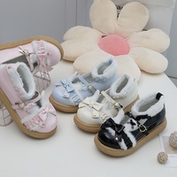 Sweet Bunny Doll Thick Winter Velvet Fur Platform Shoes - Thumbnail 6