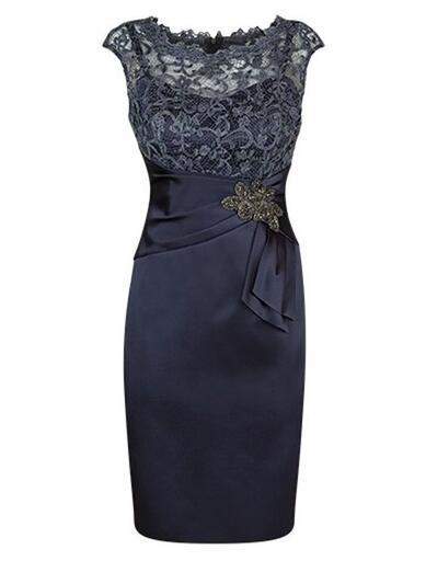 Simple Short Navy Blue Mother of the Bride Dress