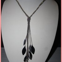 Silver Drop Down Leaflet Necklace - Thumbnail 1