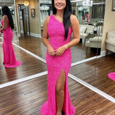 One shoulder sequins long formal dress - Thumbnail 4