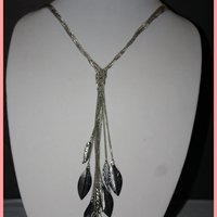 Silver Drop Down Leaflet Necklace - Thumbnail 2