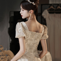 Cute tulle lace long prom dress A line evening gown - Thumbnail 3