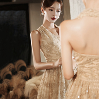 Stylish tulle lace long prom dress A line evening gown - Thumbnail 1