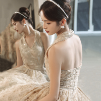 Stylish tulle lace long prom dress A line evening gown - Thumbnail 2