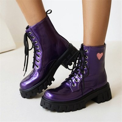 Heart shaped patent leather women 