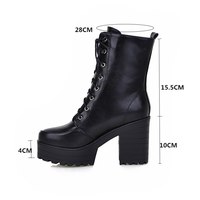  Chunky Block Square High Heel Combat - Thumbnail 6