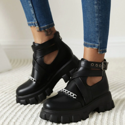  punk gothic combat ankle boots