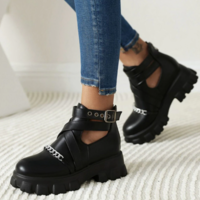  Punk Gothic Combat Ankle Boots - Thumbnail 1