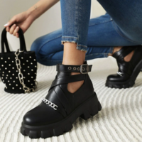  Punk Gothic Combat Ankle Boots - Thumbnail 2