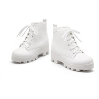  Fashion Round Head Thick Heel Martin Boots - Thumbnail 1