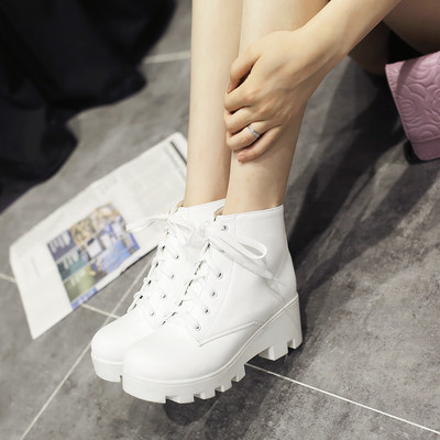  fashion round head thick heel martin boots