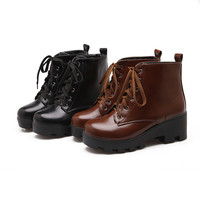  Fashion Round Head Thick Heel Martin Boots - Thumbnail 6