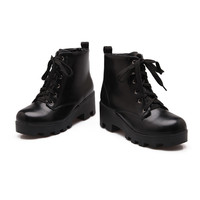  Fashion Round Head Thick Heel Martin Boots - Thumbnail 4