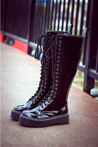 Gothic Women Lace Up Knee Thigh High Boots