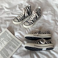 Women's Canvas Shoes Zebra Pattern - Thumbnail 1
