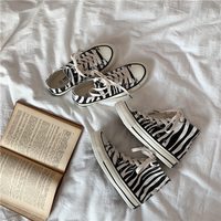 Women's Canvas Shoes Zebra Pattern - Thumbnail 4