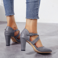 High Heels Ankle Strap Summer Hemp Buckle - Thumbnail 4