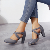 High Heels Ankle Strap Summer Hemp Buckle - Thumbnail 5