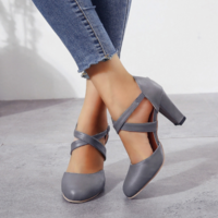 High Heels Ankle Strap Summer Hemp Buckle - Thumbnail 6