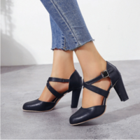 High Heels Ankle Strap Summer Hemp Buckle - Thumbnail 2