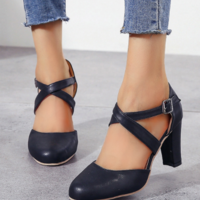 High Heels Ankle Strap Summer Hemp Buckle - Thumbnail 1