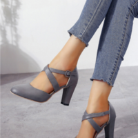 High Heels Ankle Strap Summer Hemp Buckle - Thumbnail 7