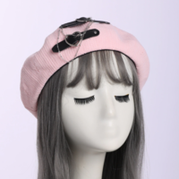  Gothic Punk Beret Black Women Breathable - Thumbnail 3
