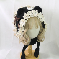  Girl Cat Ear Lace Trim Sweet Handmade Hat - Thumbnail 4