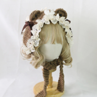  Girl Cat Ear Lace Trim Sweet Handmade Hat - Thumbnail 2