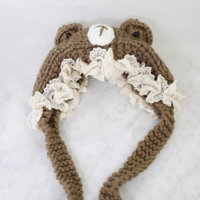  Girl Cat Ear Lace Trim Sweet Handmade Hat - Thumbnail 6