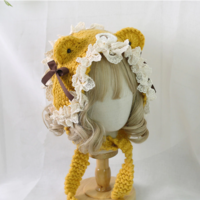  Girl Cat Ear Lace Trim Sweet Handmade Hat - Thumbnail 3