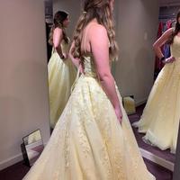Princess Yellow Long Prom Dress with Lace  - Thumbnail 1