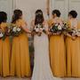 A Line Chiffon Yellow Long Bridesmaid Dress-1
