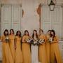 A Line Chiffon Yellow Long Bridesmaid Dress-2