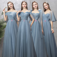 Blue tulle long prom dress A line evening dress - Thumbnail 8