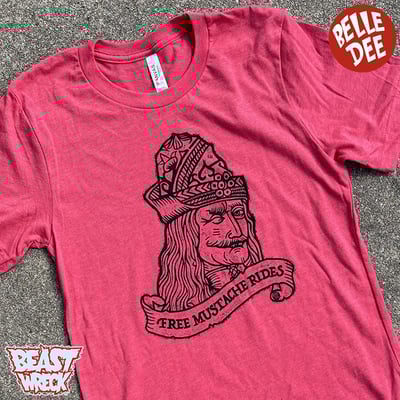 Vlad's mustache rides (red) t-shirt