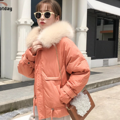 Cotton short with hooded fur adjustable