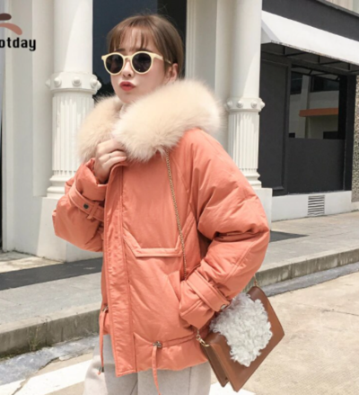 Cotton Short With Hooded Fur Adjustable